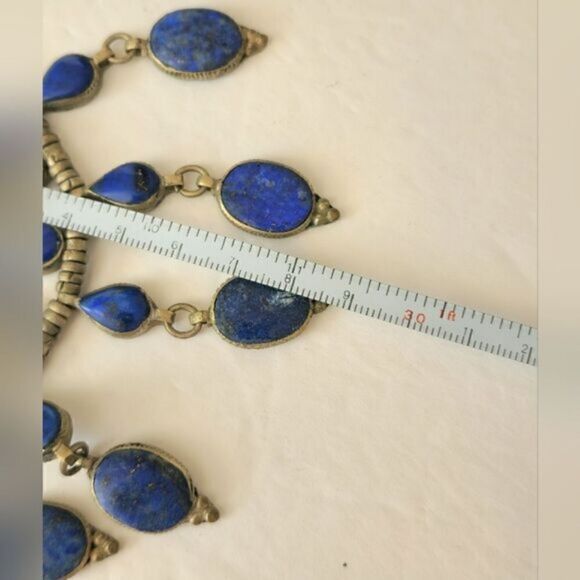 Rare Afghan Lapis lazuli Tibetan silver bib necklace - Picture 13 of 14